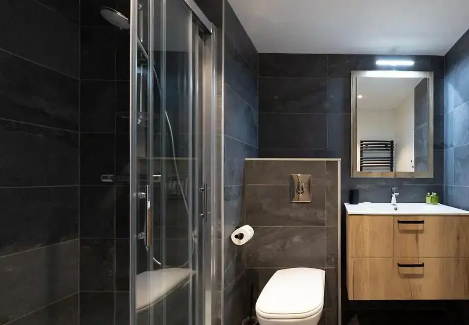 Cristal Lodge, Serre Chevalier (self catered apartments) - Typical shower room style