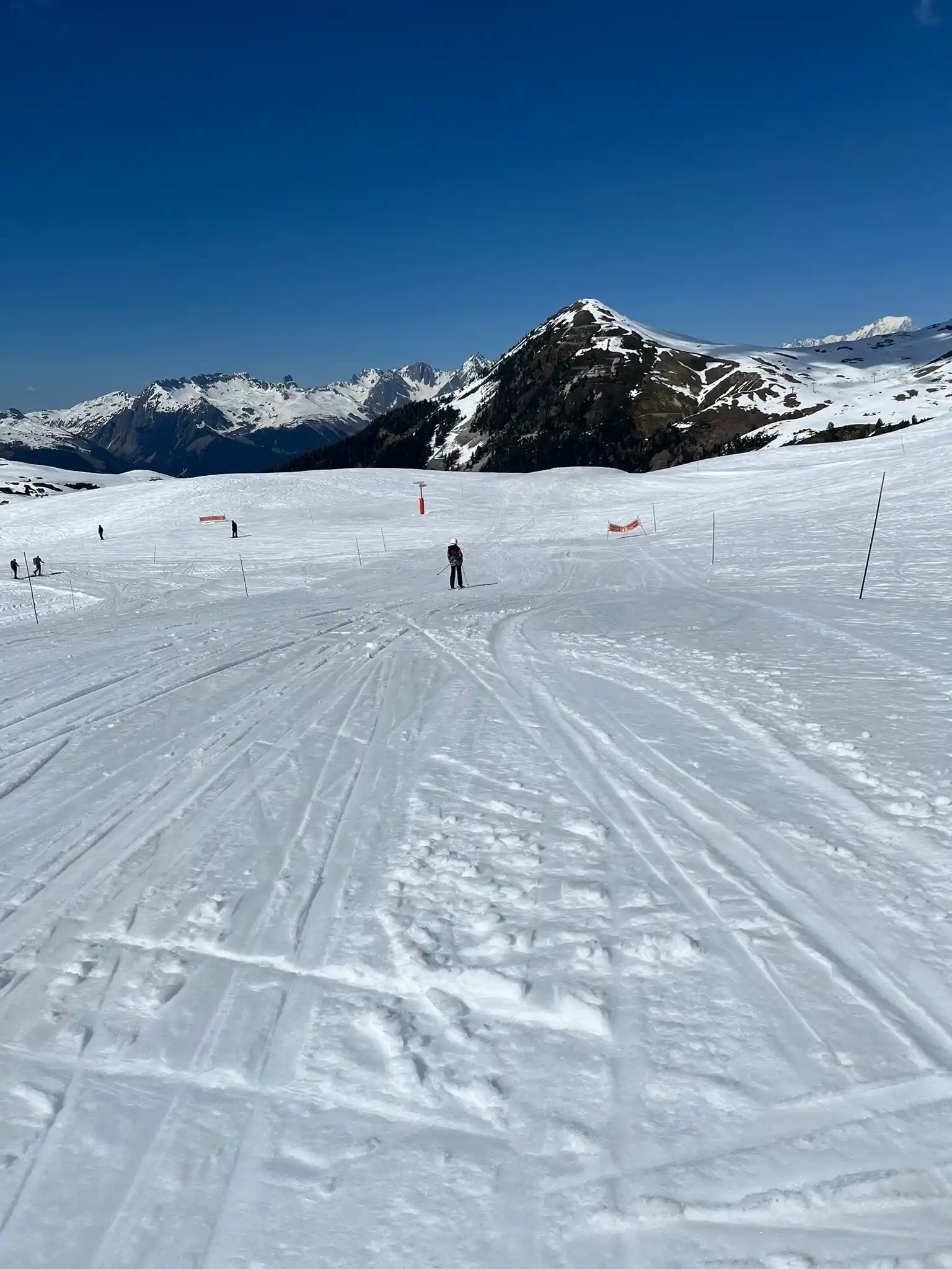 Skiing on a wide blue piste image 