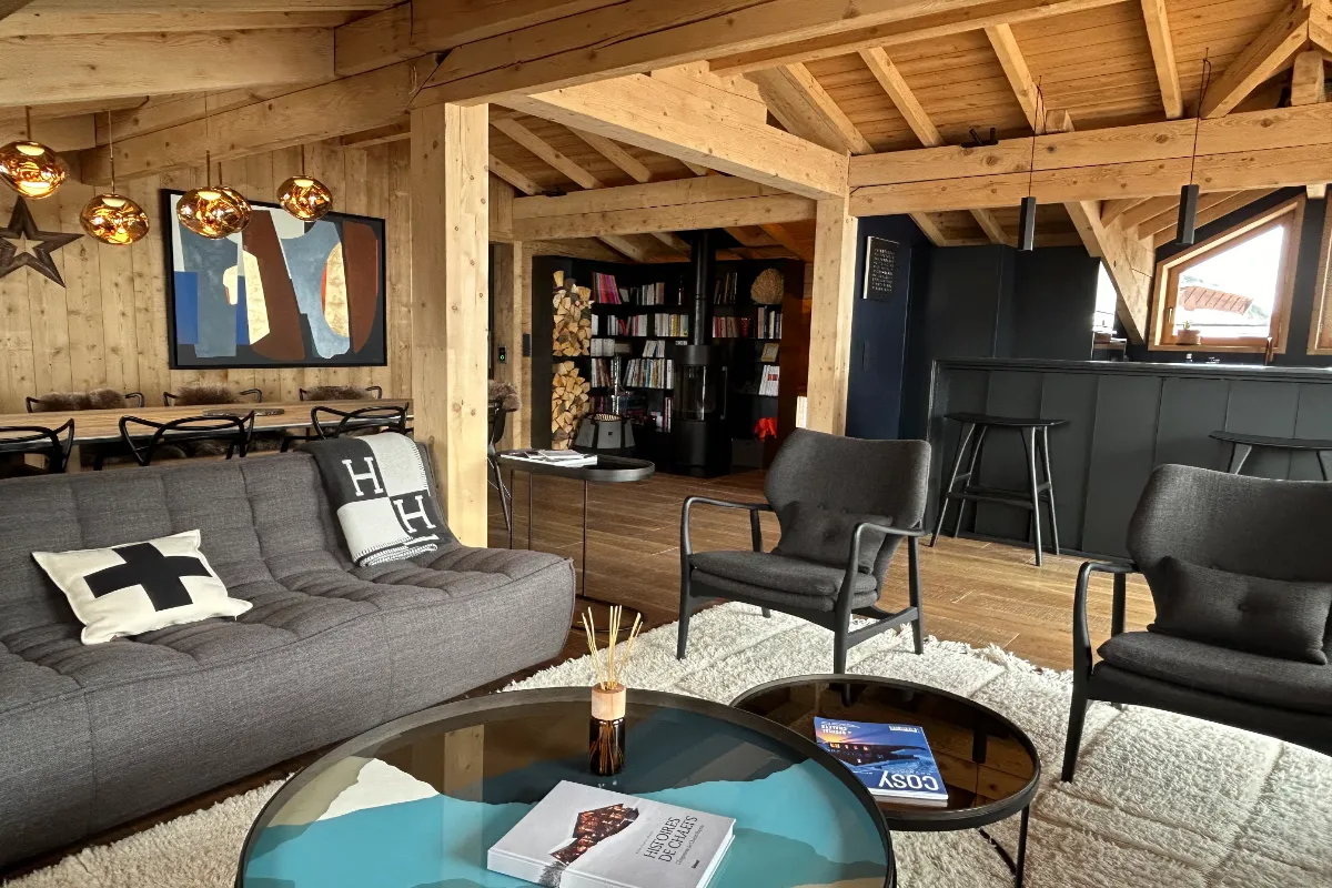 Chalet Fabriel, Montgenevre (self catered chalet) - Open plan living space over 2 floors