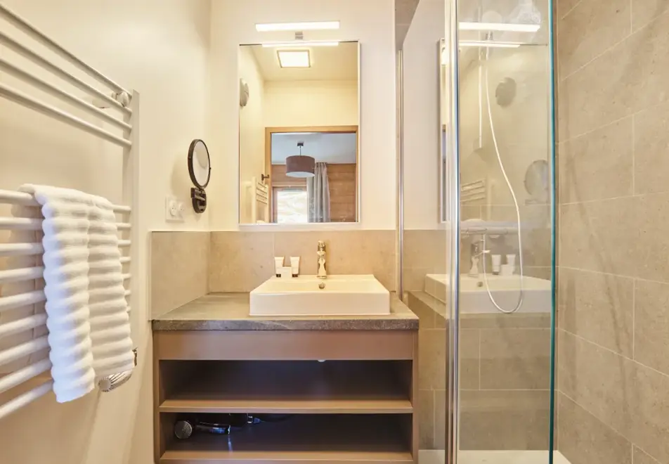 l'Ecrin Blanc, La Rosiere (self catered apartments) - Typical style shower room